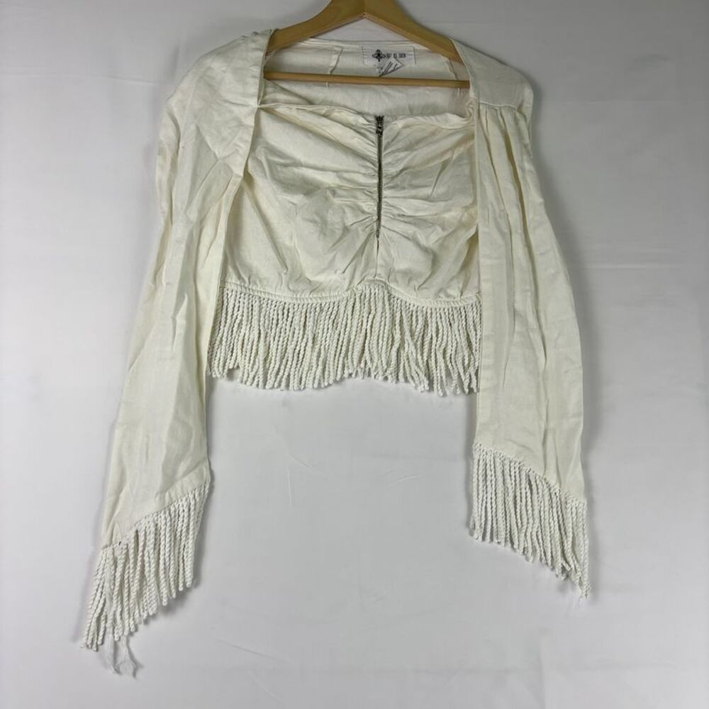 Just Bee White Fringe Top